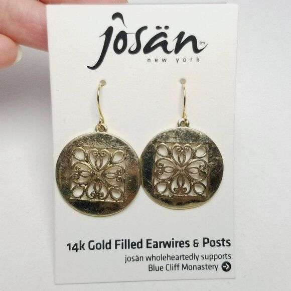 Vintage Josan 14k Gold Fill Earwires Dangle Lightweight Cut Out Design Earrings - Picture 2 of 5